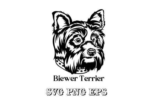 Biewer Terrier Dog Silhouette Face Svg