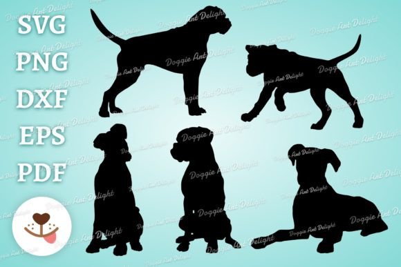 Boxer Dog Silhouette Bundle