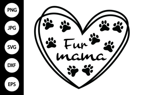 Fur Mama Heart with Dog Paw SVG