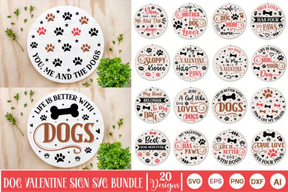 Valentine Dog Sign SVG Bundle